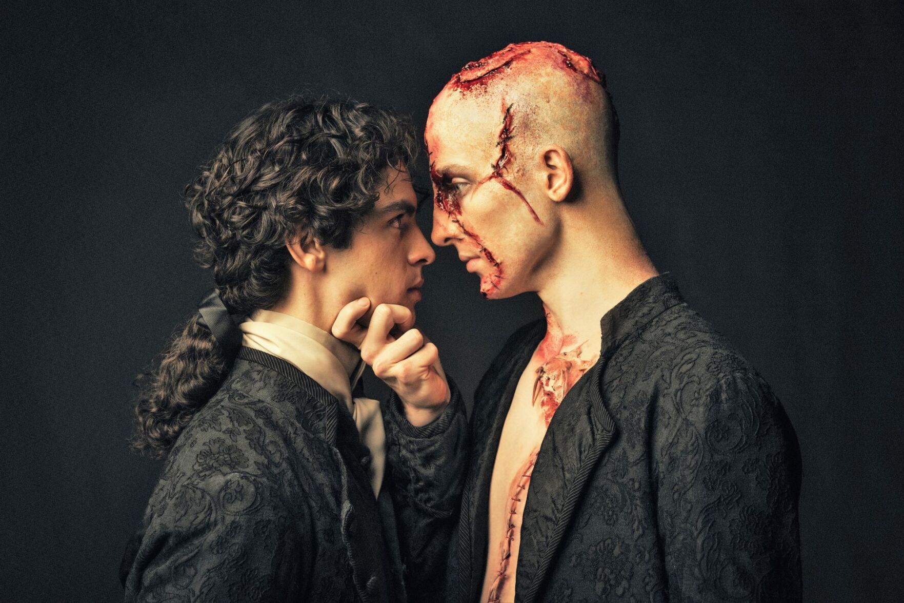 Joffrey Ballet's José Pablo Castro Cuevas and Stefan Goncalvez in Liam Scarlett's interpretation of "Frankenstein." (Photo by Todd Rosenberg)